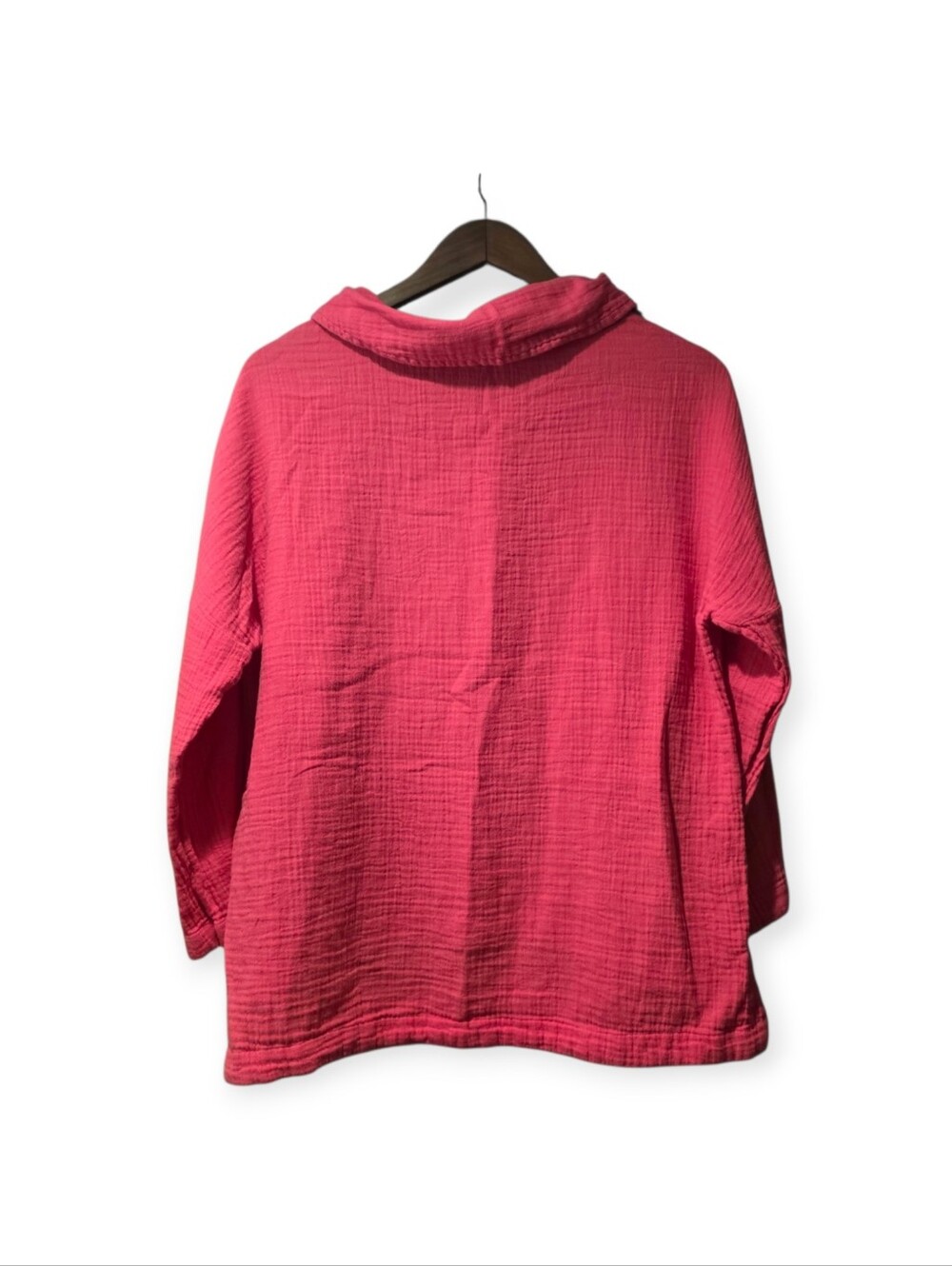 Soft Surroundings Giovinezza Crinkle Gauze Cowl Neck Top Medium Pink Cotton - Picture 5 of 6